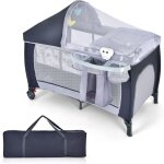 Costway lit parapluie b�b� pliant 4 en 1 berceau / table � langer parc de jeux fonction basculement avec ...