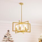 Costway lustre � 6 lumi�res, suspension luminaire g�om�trique, hauteur r�glable, ampoule e14, lustre ...