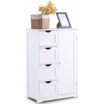 Costway - meuble de rangement / commode armoire avec 4 tiroirs, 1 porte 56 x 30 x 81 cm, meuble de salle ...