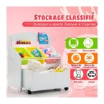 Costway - meuble rangement � jouets avec roulettes et 3 bacs pour ranger livres / jouets con�us pour ...