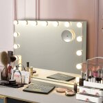 Costway - miroir hollywood bluetooth avec lumires, miroir de maquillage, port de charge usb, 15 ampoules ...
