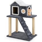 Costway - niche pour chat exterieur interieur, maison pour chat, 3 poteaux à griffer en sisal, echelle ... Costway - niche pour chat exterieur interieur, maison pour chat, 3 poteaux à griffer en sisal, echelle ...