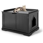 Costway niche pour chats pour int�rieur, maison pour chats avec chati�re, 2 compartiments, 1 panneau ...