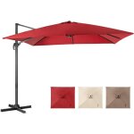 Parasol dport inclinable 3x3m avec base croise rotatif  360, manivelle, 8 baleines, event pour jardin, ...
