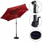 Costway - parasol de jardin / parasol dport et inclinable de jardin dia 270 cm avec 16 led vin rouge ...