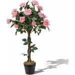 Costway - plante artificielle en pot remplies de ciment 93cm avec 21 roses, fausse rosier � fleurs avec ...