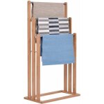 Costway - porte - serviettes avec 3 barres support pour serviettes sur pied en bambou portant v�tements ...