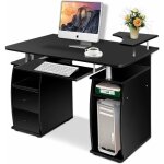 Costway - table de bureau pour ordinateur pc avec tablette imprimante, tablette � clavier, 2 tiroirs ...