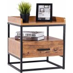 Table de chevet à 2 etagères bout de canapé avec 1 tiroir de rangement en bois 45x40x49cm style moderne ... Table de chevet à 2 etagères bout de canapé avec 1 tiroir de rangement en bois 45x40x49cm style moderne ...