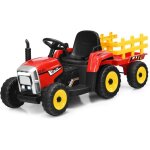 Costway - tracteur avec remorque electrique pour enfants 12 v avec tlcommande 2, 4g - 3 vitesses avec ...