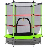 Costway - trampoline  140 cm, filet de protection, echelle, rond, vert