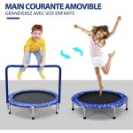 Costway - trampoline enfants pliable � 92 cm avec housse de s�curit� matelass�e et poign�e recouverte ...