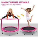 Costway - trampoline enfants pliable � 92 cm avec housse de s�curit� matelass�e et poign�e recouverte ...