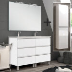 Cosyneo - ensemble meuble de salle de bain 140cm double vasque + colonne de rangement - blanc - palma ... Cosyneo - ensemble meuble de salle de bain 140cm double vasque + colonne de rangement - blanc - palma ...