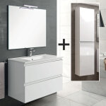 Cosyneo - ensemble meuble de salle de bain 60cm simple vasque + colonne de rangement - blanc - balea Cosyneo - ensemble meuble de salle de bain 60cm simple vasque + colonne de rangement - blanc - balea
