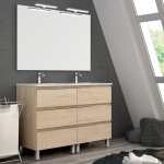 Cosyneo - meuble de salle de bain 140cm double vasque - 6 tiroirs - bambou (chêne clair) - palma Cosyneo - meuble de salle de bain 140cm double vasque - 6 tiroirs - bambou (chêne clair) - palma