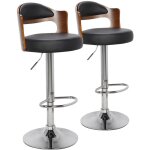 Cotecosy - lot de 2 chaises de bar ruben bois noisette & noir