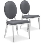 Lot de 2 chaises m�daillon sofia simili gris