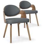 Cotecosy - lot de 2 chaises scandinaves estel bois vintage et gris