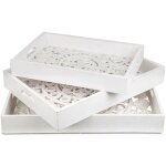 Menzzo - lot de 3 plateaux style oriental avec moulures kalmiac blanc