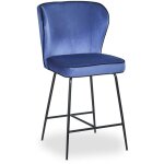 Cotecosy - chaise de bar elsa velours bleu Cotecosy - chaise de bar elsa velours bleu