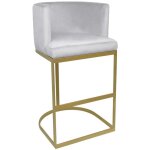 Chaise de bar noellie velours argent pieds or
