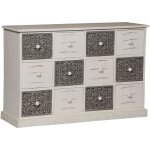 Cotecosy - commode 12 tiroirs changmay bois gris et blanc Cotecosy - commode 12 tiroirs changmay bois gris et blanc