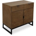 Cotecosy - commode 2 tiroirs et 2 portes battantes panara ch�ne clair