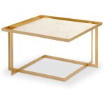 Cotecosy - table basse carre tocade marbre et mtal or