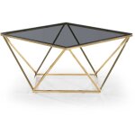 Cotecosy - table basse louane en verre fumé et pieds or Cotecosy - table basse louane en verre fumé et pieds or