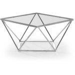 Cotecosy - table basse louane en verre transparent et pieds argent Cotecosy - table basse louane en verre transparent et pieds argent