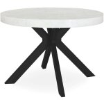 Cotecosy - table ronde extensible myriade noir et effet marbre - blanc / noir