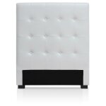 Cotecosy ? t�te de lit 90 cm en simili cuir blanc ? capitonnage classique - chic ? dimensions l90 x p8 ...