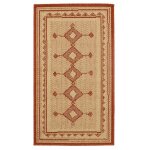 Thedecofactory - cottage - tapis ext�rieur int�rieur r�versible motifs vintages beige et rouge 110x60 ...