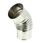 Coude inox 304 br 45° plissé Ø125 Coude inox 304 br 45° plissé Ø125