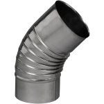 Ten ? coude pliss� inox 304 45� ? diam�tre 153 mm ? raccord fumisterie pour chauffage ? tubage gaz, fuel, ...