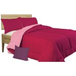 Couette couette couette unie fuchsia - rose double face hiver 350 gr. avec federa arredo simple et demi ...
