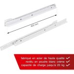Coulisse tiroir 400 mm - lot de 2 (1 paire) rails pour tiroir coulissants, en blanc, syst�me de glissi�re ...