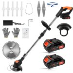 Coupe bordures sans fil 21v, avec t�te pivotante, tube t�lescopique et 2 poign�es, livr� avec 2 batteries ...