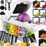 Coupe - l�gumes mandoline 22 en 1 multifonction avec 13 lames r�glables, r�pe, trancheuse, julienne et ...