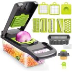 Coupe legumes multifonctions, 15 en 1 coupe legumes manuel, mandoline professionnelle cuisine, mandoline ...