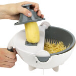 Coupe l�gume avec passoire int�gr�e 8 en 1 - l 22 cm x l 15 cm - gris - livraison gratuite