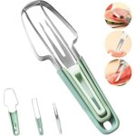 Coupe pasteque, coupe fruits 3 en 1 en acier inoxydable, outil de coupe de fourche de melon d'eau, trancheuse ... Coupe pasteque, coupe fruits 3 en 1 en acier inoxydable, outil de coupe de fourche de melon d'eau, trancheuse ...