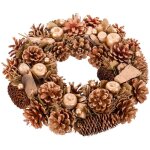 Couronne de l'avent d�coration no�l pommes dor�es 36x9x36cm