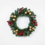 Couronne de nol artificielle dcore cloche suspendue aux fruits  trois feuilles 4646, tenture murale ...