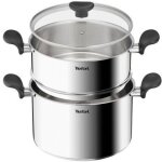 Couscoussier - tefal - primary e3089504 - inox - 24 cm - couvercle en verre