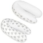 Coussin d'allaitement - coussin de grossesse - 100% coton - avec cordons - 145 cm - renards - blanc