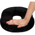 Coussin assise m�moire de forme - 41 x 33 x 6 cm en velours noir - coussin orthop�dique coccyx pour soulager ...