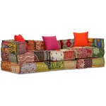 D�coshop26 - coussins canap� de sol poufs modulaire chaise longue en tissu 3 places en tissu patchwork ...