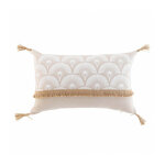 Coussin dhoussable  pompons jute  bahina  - 30x50cm - naturel